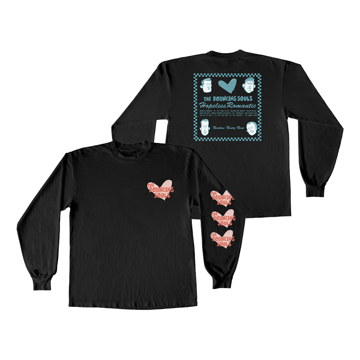 Hopeless Romantic Hearts Black Long Sleeve